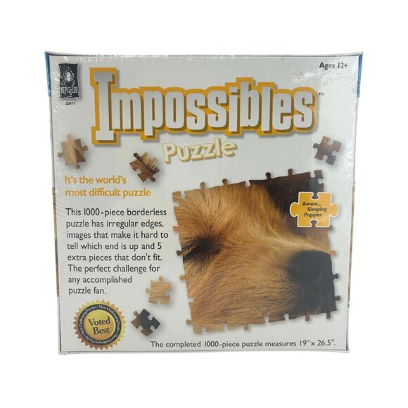 BePuzzled Impossibles 1000 Piece Jigsaw Puzzle / Awww...Sleeping Puppies - Picture 2 of 4